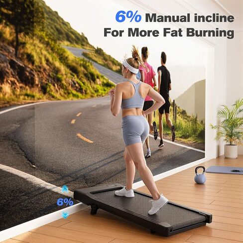 Walking Pad,6% Walking Pad with Incline,No-Assembly Walking pad Treadmill with APP and Remote Control,LED Display,2.5 HP Quiet Under Desk Treadmills,300 lbs Capacity in Saudi Arabia