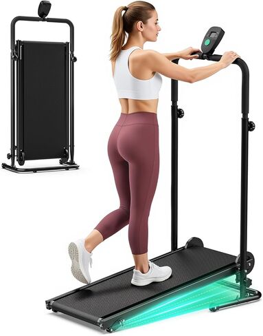 جهاز مشي غير كهربائي مع دولاب موازنة مزدوج وانحدار ثابت - جهاز مشي بدون محرك من AKLUER مع شاشة LCD، تصميم صغير قابل للطي للمنزل الصغير/صالة الألعاب الرياضية، حزام غير قابل للانزلاق، مقابض إسفنجية ناعمة للمشي/الركض in Kuwait