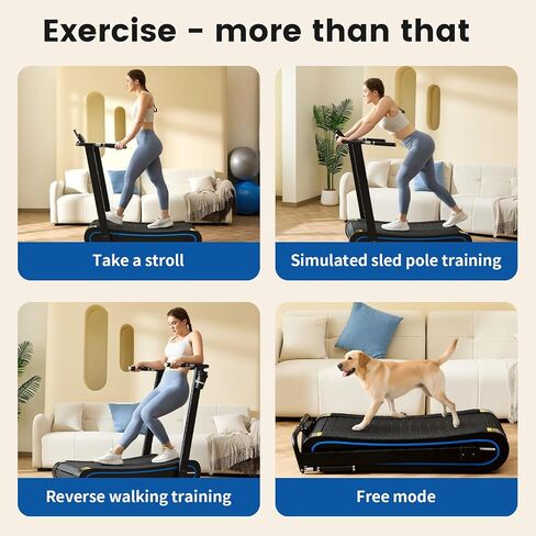 ERGOLIFE Curved Treadmill with Non-Electric Motorized, 2-in-1 Folding Treadmill with APP for Home Workout, Compact Manual Walking Pad, Office Running Machine with LCD Display in Saudi Arabia