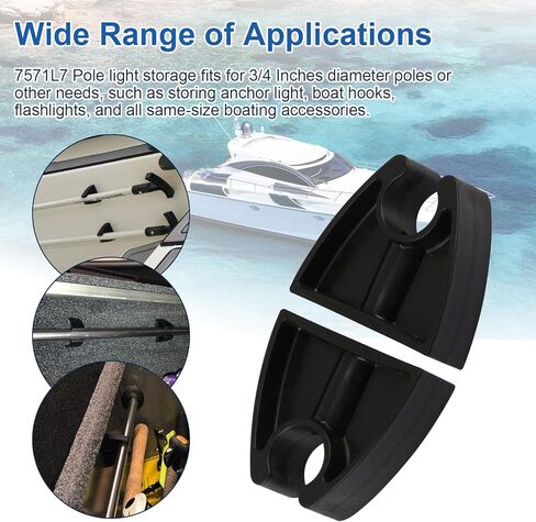 مشبك تخزين ضوء عمود القارب يحمل بشكل موثوق أعمدة إضاءة 3/4 بوصة، دعامة تخزين قضيب مرساة القارب مناسبة لتخزين القطب 7571L7 من Attwood، حامل مشبك بحري لأعمدة الإضاءة الصارمة والملاحة - 4 عبوات in Kuwait