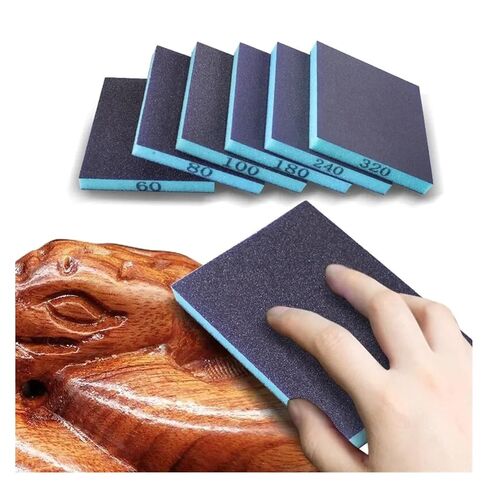 6PCS Sanding Sponge 60-320 Grit Washable and Reusable Wet Dry Sanding Blocks for Metal Wood Polishing Abrasive Tool 120 * 96 * 13mm in Kuwait