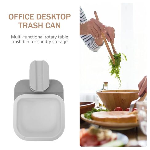 VOSAREA Mini Desk Trash Can: Small Garbage Bin for Desktop — Tiny Waste Basket & Tabletop Trashcan Bin for Office & Kitchen Countertop Decor (White Grey) in Saudi Arabia