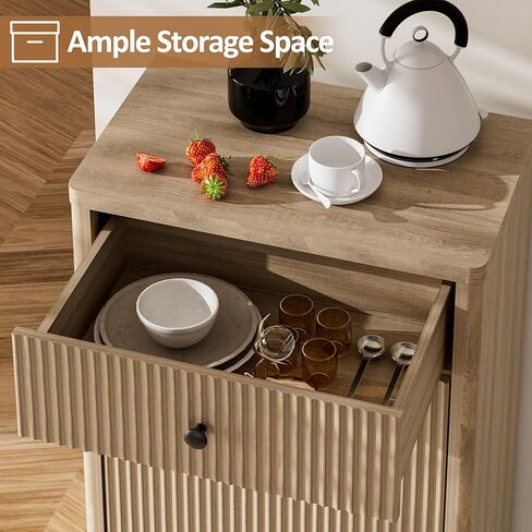 Spurgehom 13 Gallons Tilt Out Trash Can Cabinet Freestanding Kitchen Trash Can Modern Hidden Garbage Recycling Cabinets with Hideaway Drawer Pet Proof Trash Can Holder for Kitchen, Natural in Saudi Arabia