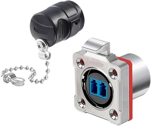 BD24 fiber optic industrial connector IP68 metal aviation room network LC fiber optic docking connector(Four hole metal female base) in Kuwait