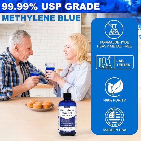 1% أزرق الميثيلين، 250 مل (8.4 أونصة)، درجة صيدلانية فائقة النقاء، نقي 99.99% (دستور الأدوية الأمريكي)، تم اختباره بواسطة طرف ثالث، خالٍ من الفورمالديهايد، يدعم الذاكرة والوظيفة الإدراكية، والطاقة العقلية والتوضيح in Kuwait