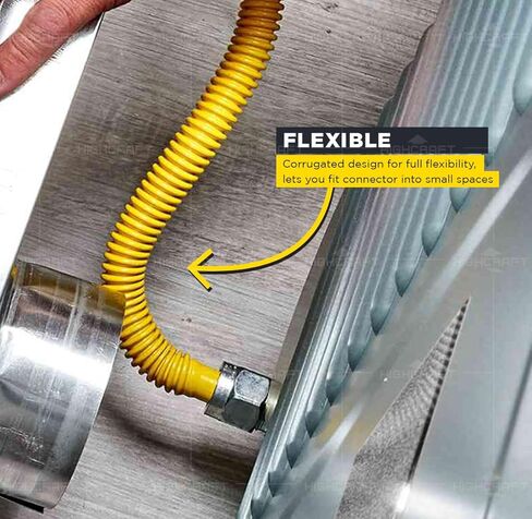 HIGHCRAFT 12 Inch Gas Connector with Fittings, Yellow Coated Gas Connector, 1/2" OD, 3/8" FIP x 3/8" FIP Connection in Saudi Arabia