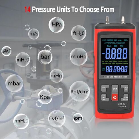 ضغط الغاز 12 وحدة قابلة للتحديد مقياس الضغط التفاضلي بمنفذ محمول لمعايرة HVAC in Saudi Arabia