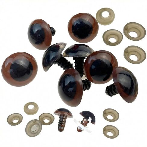 100PCS Brown Plastic Safety Screw Eyes Craft Eyes with Plastic Washer for Bear Animal Puppet Doll Plush Crafts Making Accessories (10mm) in Kuwait