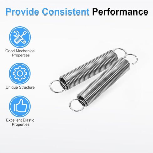 uxcell 1x10x60mm Extended Tension Spring, 304 Stainless Steel Extension Spring Steel Dual Hook Compression Springs for Machinery Construction Industrial, Home Repairs, Silver in Saudi Arabia