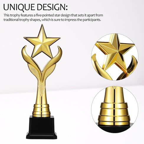 جائزة HANABASS Gold Star Award مع قاعدة، 3.9 × 3.1 × 11.3 بوصة، كأس المنافسة للأحداث الرياضية والأكاديمية والشركات in Saudi Arabia