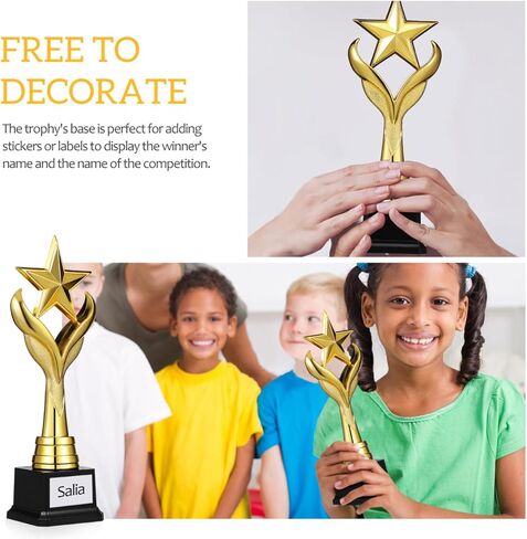جائزة HANABASS Gold Star Award مع قاعدة، 3.9 × 3.1 × 11.3 بوصة، كأس المنافسة للأحداث الرياضية والأكاديمية والشركات in Saudi Arabia