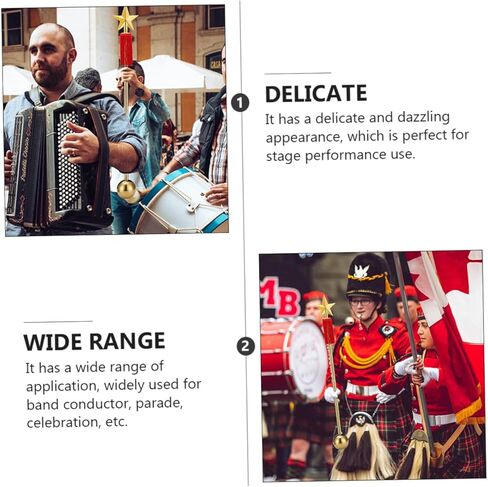 Abaodam Concert Baton ملحق موسيقى من الفولاذ المقاوم للصدأ قابل للفصل لموكب الفرقة والاحتفالات، سطح أملس لاستخدام الأداء in Kuwait