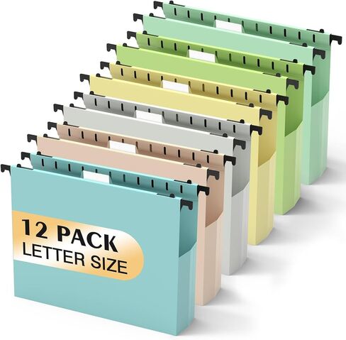 مجلدات ملفات معلقة بلاستيكية إضافية ، مجلد شنق مقوى 12 حزمة ، توسع شاق 2 بوصة ، حجم مجلدات خزانة الإيداع حجم الرسالة للملفات السائبة/المخططات الطبية (ألوان موراندي) in Kuwait