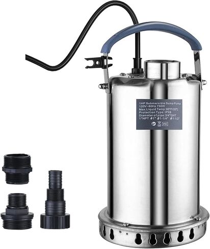 مضخة مستنقع مضخة مياه غاطسة 3/4HP 3500GPH من الفولاذ المقاوم للصدأ مضخة نقل المياه المحمولة الكهربائية لتصريف حوض السباحة الساخن ومضخات المرافق في الطابق السفلي in Kuwait