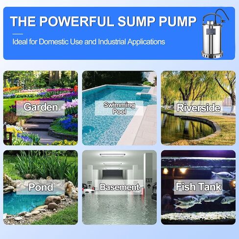 مضخة مستنقع مضخة مياه غاطسة 3/4HP 3500GPH من الفولاذ المقاوم للصدأ مضخة نقل المياه المحمولة الكهربائية لتصريف حوض السباحة الساخن ومضخات المرافق في الطابق السفلي in Kuwait