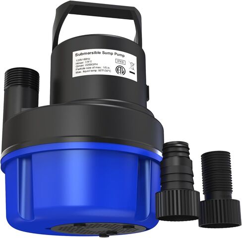 مضخة مياه غاطسة AgiiMan بقوة 2 حصان، مضخة مستنقع محمولة بقدرة 3500 جيجا في الساعة لتصريف حوض السباحة، أزرق in Kuwait