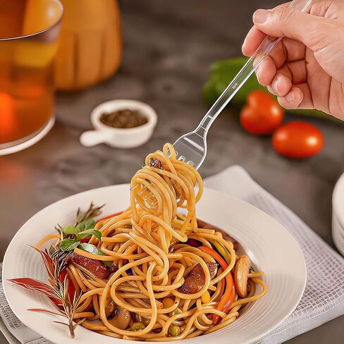 BYSNOW 360 Count Extra Heavy Duty Plastic Silverware, BPA-Free, Heat Resistant, Disposable Clear Plastic Utensils Set, Plastic Cutlery Set, Plasticware Bulk for Parties, Events and Everyday Use in Saudi Arabia