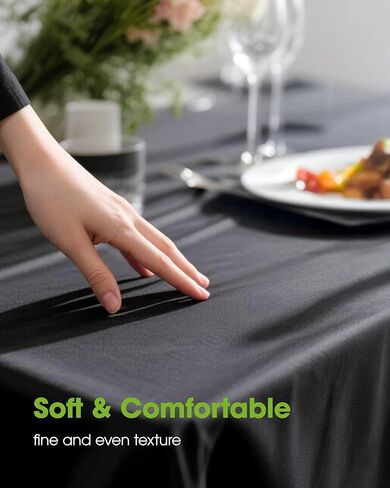 Pureegg Rectangle Table Cloth 60" x 84" – Durable Polyester Tablecloth Offers Reusable & Washable Protection, Ideal for Outdoor Party, Picnic, Wedding, Banquet and Birthday, 1 Pack, Black in Kuwait