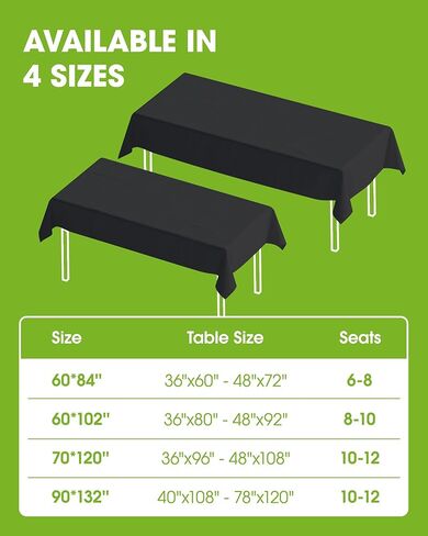 Pureegg Rectangle Table Cloth 60" x 84" – Durable Polyester Tablecloth Offers Reusable & Washable Protection, Ideal for Outdoor Party, Picnic, Wedding, Banquet and Birthday, 1 Pack, Black in Kuwait