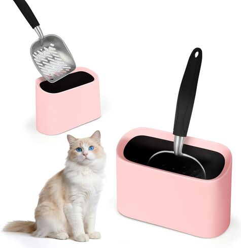 4 in 1 Wall-Mounted Litter Box Organizer Cleanup Kit, Metal Cat Litter Scoop with Holder Mini Broom, Litter Scooper with Dustpan Cat Caddy, Aluminum Poop Sifting Kitty Shovel Capture Clump in Kuwait
