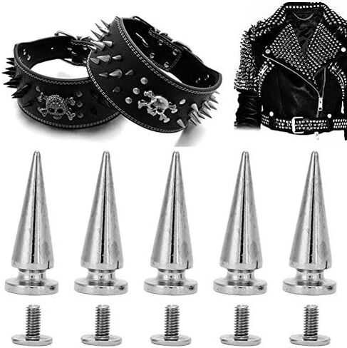 Cone Studs, 10 Pack Silver Copper Metal Rivets with Screws, Spikes, Leather Stud Set for Clothing Accessories DIY Craft, for DIY Enthusiasts, Fashion Designers, Jacket Customizatio in Saudi Arabia