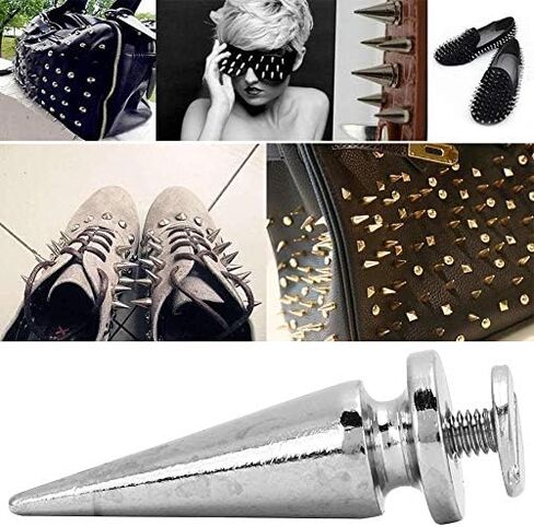 Cone Studs, 10 Pack Silver Copper Metal Rivets with Screws, Spikes, Leather Stud Set for Clothing Accessories DIY Craft, for DIY Enthusiasts, Fashion Designers, Jacket Customizatio in Saudi Arabia