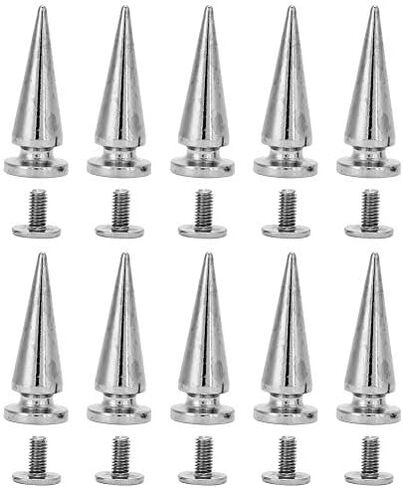 Cone Studs, 10 Pack Silver Copper Metal Rivets with Screws, Spikes, Leather Stud Set for Clothing Accessories DIY Craft, for DIY Enthusiasts, Fashion Designers, Jacket Customizatio in Saudi Arabia