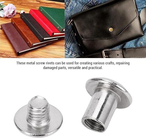 JAOCDOEN Rivet Stud Set Stainless Steel 50 Pairs 0.24x0.31x0.43in M5 Stainless Steel Flat Round Head Rivet and Screws for Leather Craft Albums and Scrapbooks in Saudi Arabia