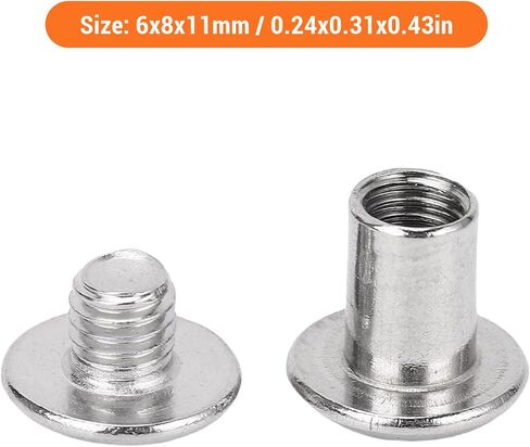 JAOCDOEN Rivet Stud Set Stainless Steel 50 Pairs 0.24x0.31x0.43in M5 Stainless Steel Flat Round Head Rivet and Screws for Leather Craft Albums and Scrapbooks in Saudi Arabia