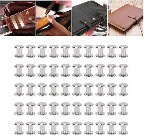 JAOCDOEN Rivet Stud Set Stainless Steel 50 Pairs 0.24x0.31x0.43in M5 Stainless Steel Flat Round Head Rivet and Screws for Leather Craft Albums and Scrapbooks in Saudi Arabia
