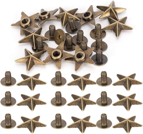 BRRNOO Star Shape Rivet Studs Premium Zinc Alloy Decorative DIY Accessories for Clothing Shoes Bags Leather Cases 14mm 50pcs Bronze Gold (Bronze) in Saudi Arabia