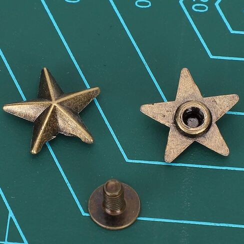 BRRNOO Star Shape Rivet Studs Premium Zinc Alloy Decorative DIY Accessories for Clothing Shoes Bags Leather Cases 14mm 50pcs Bronze Gold (Bronze) in Saudi Arabia
