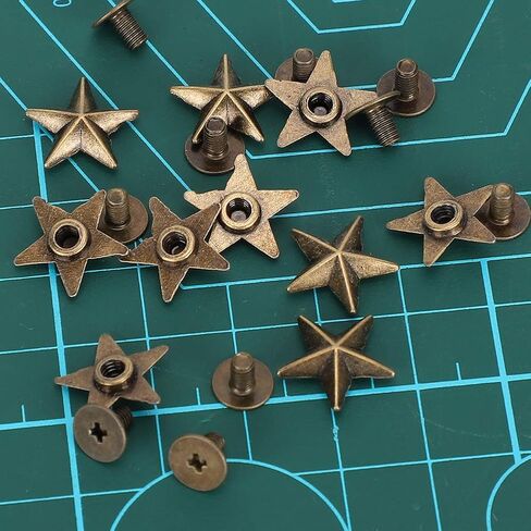 BRRNOO Star Shape Rivet Studs Premium Zinc Alloy Decorative DIY Accessories for Clothing Shoes Bags Leather Cases 14mm 50pcs Bronze Gold (Bronze) in Saudi Arabia