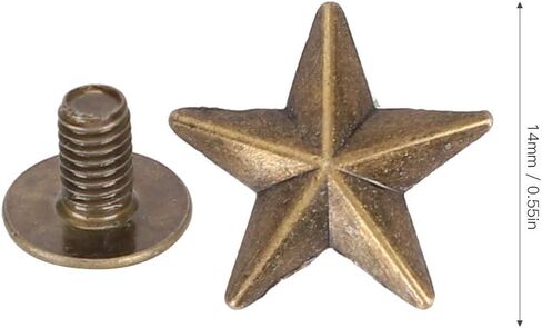 BRRNOO Star Shape Rivet Studs Premium Zinc Alloy Decorative DIY Accessories for Clothing Shoes Bags Leather Cases 14mm 50pcs Bronze Gold (Bronze) in Saudi Arabia