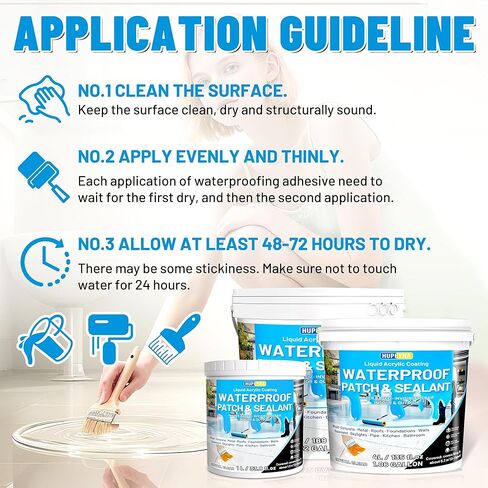 مانع تسرب مقاوم للماء من Hupeyna، طلاء سائل شفاف مقاوم للماء لإصلاح عامل مضاد للتسرب، لاصق غير مرئي مقاوم للماء للاستخدام الداخلي والخارجي، غراء مقاوم للماء بسعة 4 لتر in Kuwait