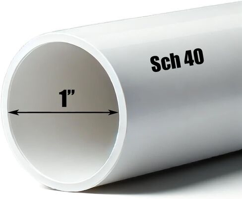 جدول 1 بوصة 40 أنبوب PVC - أنابيب سباكة PVC بيضاء صلبة للصرف الصحي وحمام السباحة والمنتجعات الصحية وتطبيقات المياه الباردة - (1.315 بوصة OD، 1.049 بوصة معرف) (12، بوصة) in Saudi Arabia