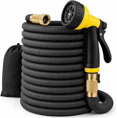 J&B XpandaHose 75ft Expandable Garden Hose – Ultra-Strong 3750D, 4-Layer Latex Core, Brass 3/4" Connectors, 10-Pattern Nozzle & Storage Bag – Lightweight, Kink-Reducing, Leak-Resistant in Saudi Arabia