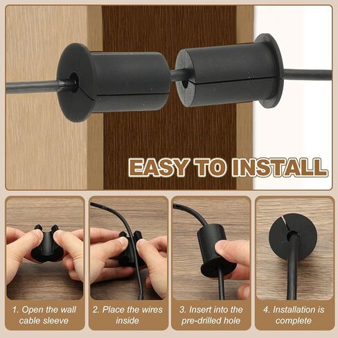 PATIKIL Wall Grommets for Cables 1-3/8", 2 Pcs Cable Routing Kit Silicone Hole Grommet Feed Through Bushing for Ethernet Accessories with 0.26" (6.5mm) Hole, Black in Saudi Arabia