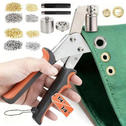 مجموعة أدوات شديدة التحمل، طقم كماشة 1/4 3/8، 400 مجموعة من حلقات 6 مم 10 مم مع ثقب وثقوب، طقم كماشة ثقب للقنب والقماش واللافتة والقماش in Kuwait