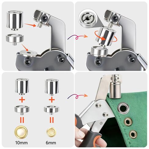 مجموعة أدوات شديدة التحمل، طقم كماشة 1/4 3/8، 400 مجموعة من حلقات 6 مم 10 مم مع ثقب وثقوب، طقم كماشة ثقب للقنب والقماش واللافتة والقماش in Kuwait