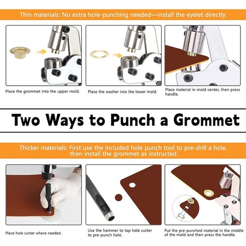 مجموعة أدوات شديدة التحمل، طقم كماشة 1/4 3/8، 400 مجموعة من حلقات 6 مم 10 مم مع ثقب وثقوب، طقم كماشة ثقب للقنب والقماش واللافتة والقماش in Kuwait