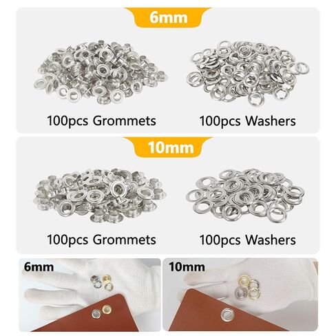 مجموعة أدوات شديدة التحمل، طقم كماشة 1/4 3/8، 400 مجموعة من حلقات 6 مم 10 مم مع ثقب وثقوب، طقم كماشة ثقب للقنب والقماش واللافتة والقماش in Kuwait