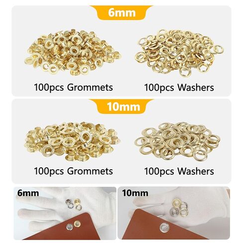 مجموعة أدوات شديدة التحمل، طقم كماشة 1/4 3/8، 400 مجموعة من حلقات 6 مم 10 مم مع ثقب وثقوب، طقم كماشة ثقب للقنب والقماش واللافتة والقماش in Kuwait