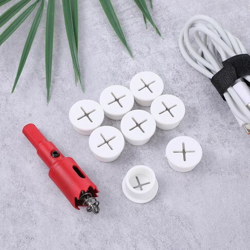 8 Pack White Desk Grommet, 3/4 Inch (20 mm) Desk Cable Grommet Flexible Wire Rubber Grommets Desks Cable Hole Covers with Hole Saw for Office and Home Table (White) in Saudi Arabia