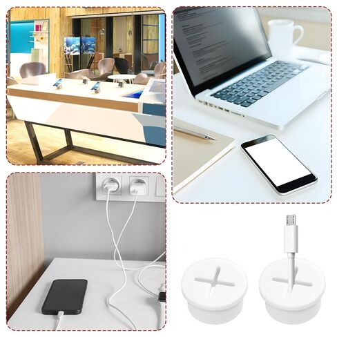 8 Pack White Desk Grommet, 3/4 Inch (20 mm) Desk Cable Grommet Flexible Wire Rubber Grommets Desks Cable Hole Covers with Hole Saw for Office and Home Table (White) in Saudi Arabia