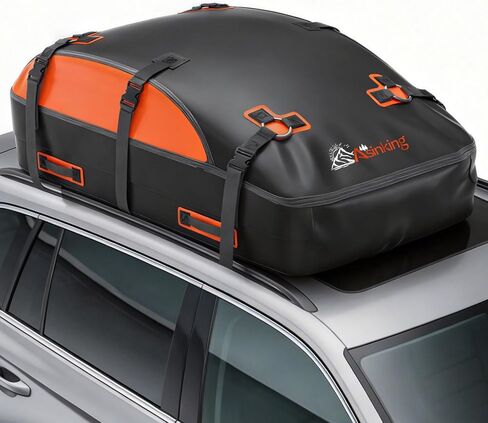 Asinking Car Rooftop Cargo Carrier Bag, 100% Waterproof Non-Rip 20 Cubic Feet Car Roof Bag for All Vehicles with/Without Rack, Includes Non-Slip Mat, Luggage Lock, 4 Door Hooks, Storage Bag in Kuwait