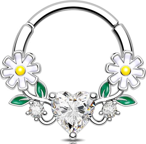 Melighting 16G Flower Septum Ring Butterfly Septum Jewelry Clicker Clear CZ Cartilage Earring Stainless Steel 316L Daith Piercing Jewelry for Women in Saudi Arabia