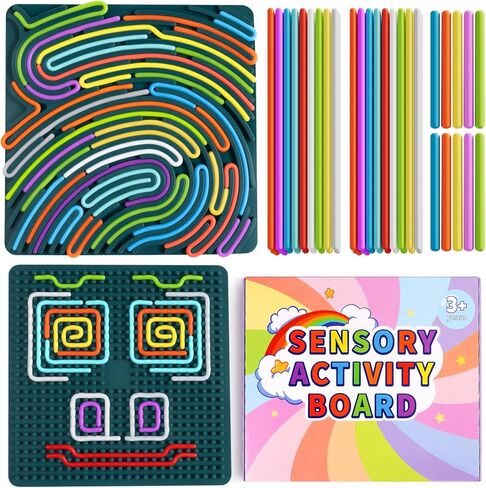 لوحة النشاط الحسي - لعبة تململ السيليكون ذات الوجهين على الوجهين ، لعبة هادئة مهدئة للقلق ، التوحد واضطراب فرط الحركة ونقص الانتباه ، تخفيف الإجهاد لـ 3+ أطفال ، أطفال صغار ، بالغون ، أنشطة صامتة للسفر للطائرات والسيارات in Kuwait