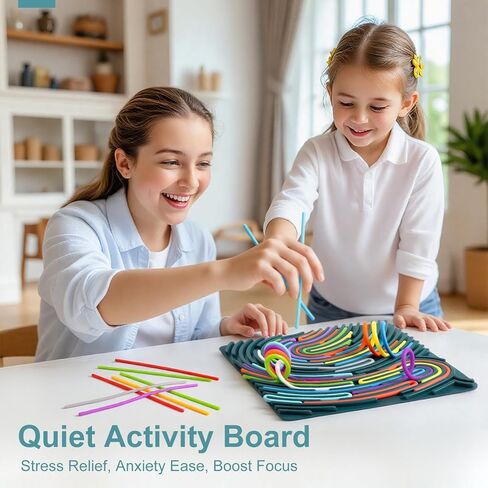 لوحة النشاط الحسي - لعبة تململ السيليكون ذات الوجهين على الوجهين ، لعبة هادئة مهدئة للقلق ، التوحد واضطراب فرط الحركة ونقص الانتباه ، تخفيف الإجهاد لـ 3+ أطفال ، أطفال صغار ، بالغون ، أنشطة صامتة للسفر للطائرات والسيارات in Kuwait