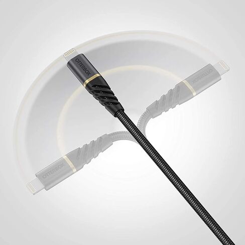 OtterBox كابل USB-C مقوى إلى Lightning، معتمد من MFi، كابل شحن سريع لأجهزة iPhone وiPad، متين للغاية، تم اختباره على الانحناء والمرونة، 2 متر، أبيض in Kuwait